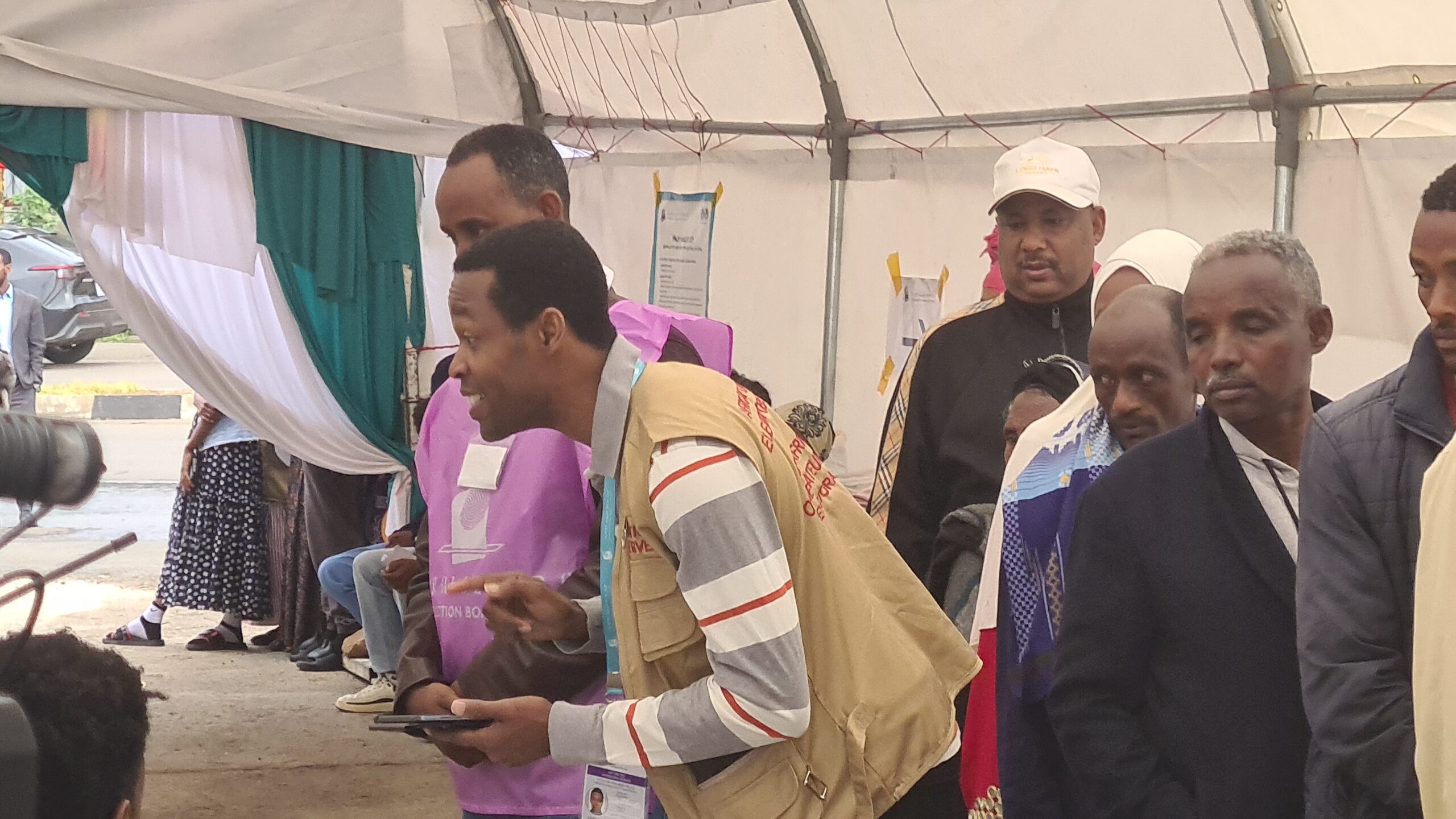 African Union Observer Mission Visits Polling Station at General Jagama Kello Memorial Health Center